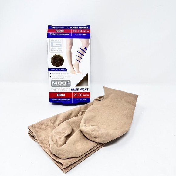 Neo G Medical Luxury Therapeutic Knee Highs Firm 20-30 mmHg Size Large Beige - Picture 1 of 5